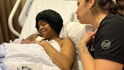 Doula Nash after the birth of a baby